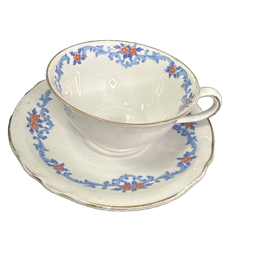 Bavaria US Zone Germany Schumann Floral Demi Tea Cup and Saucer Numbered (70)